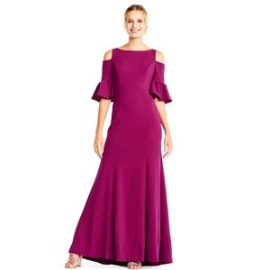 Adrianna Papell Cold Shoulder & Bell Sleeves Gown